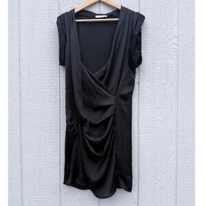 MARELLA max mara black 100% silk avant garde sleeveless artsy longline tunic top